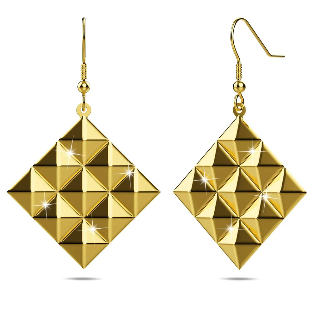 Bullion Gold Fascination Geometric Style Diamond Shape Metallic Earrings Gold
