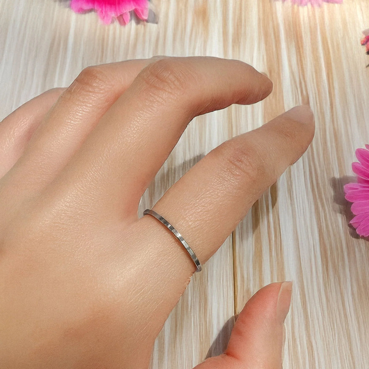 Bullion Gold White Gold Simplicity Slim Ring