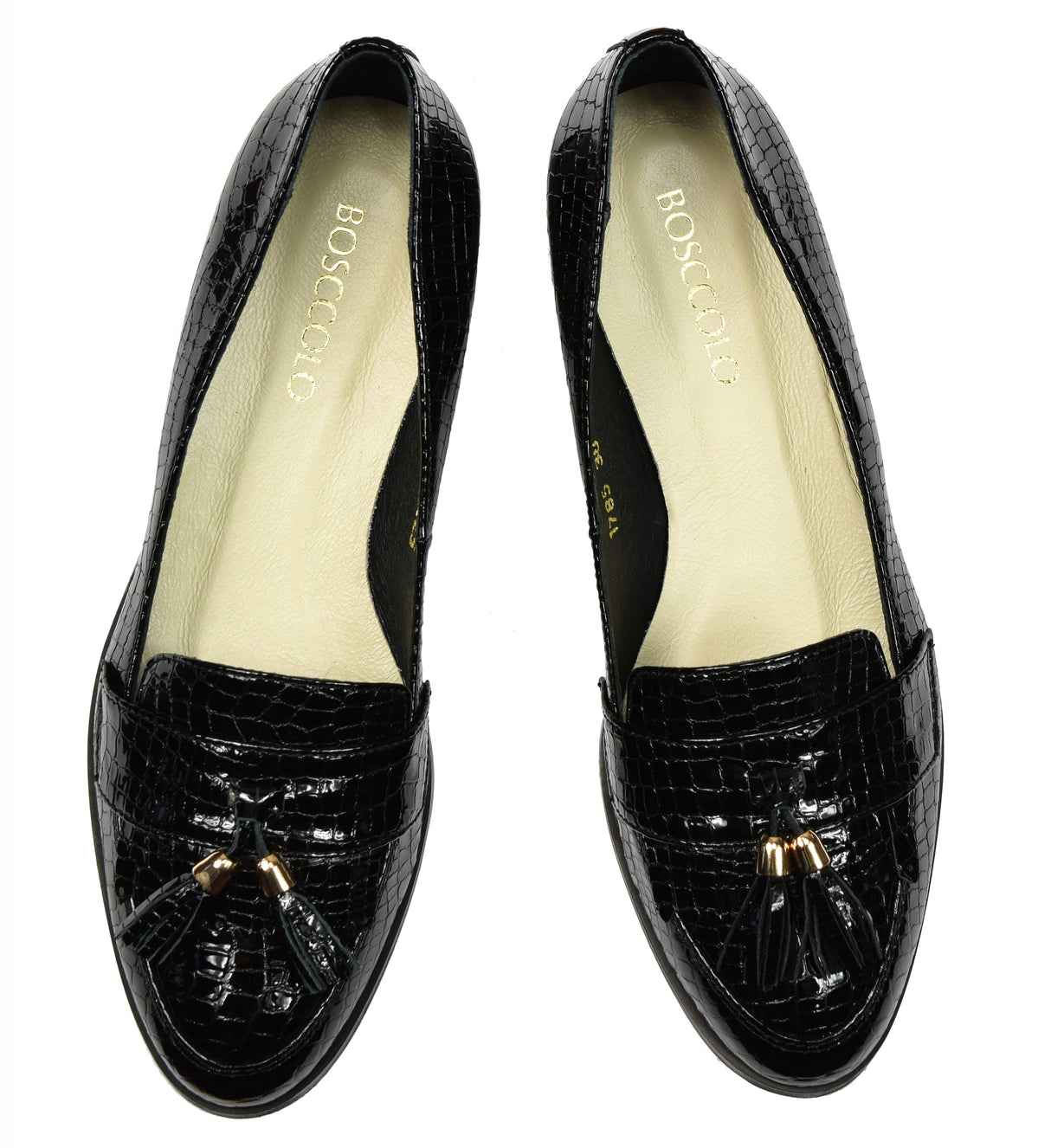 Bosccolo Womens Moccasin - Black Croco