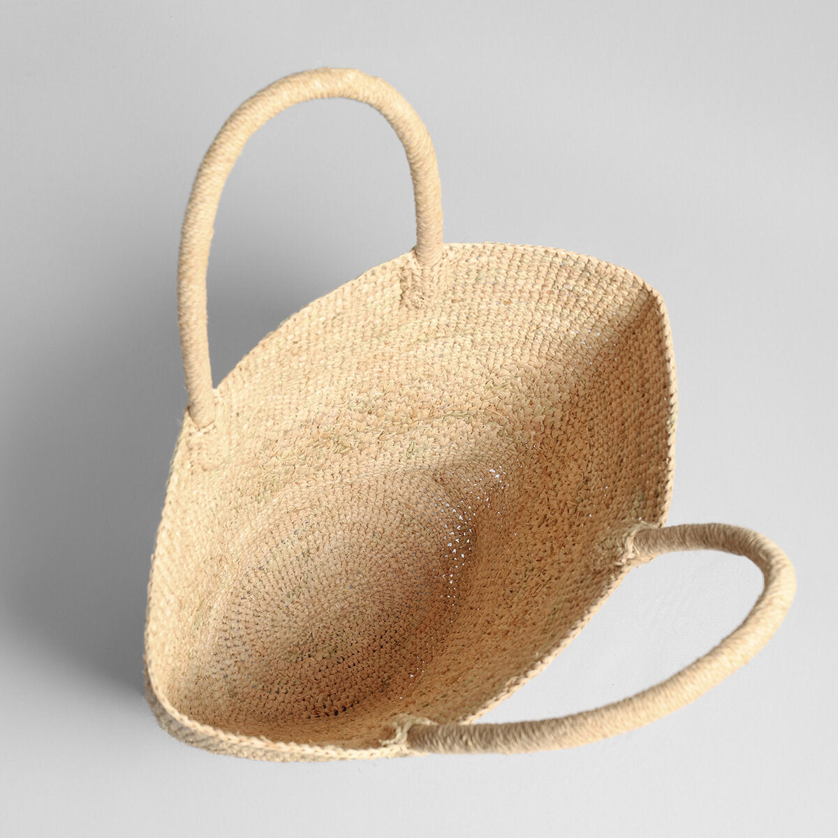 Handwoven Raffia Half-Moon Basket Tote Bag - Natural