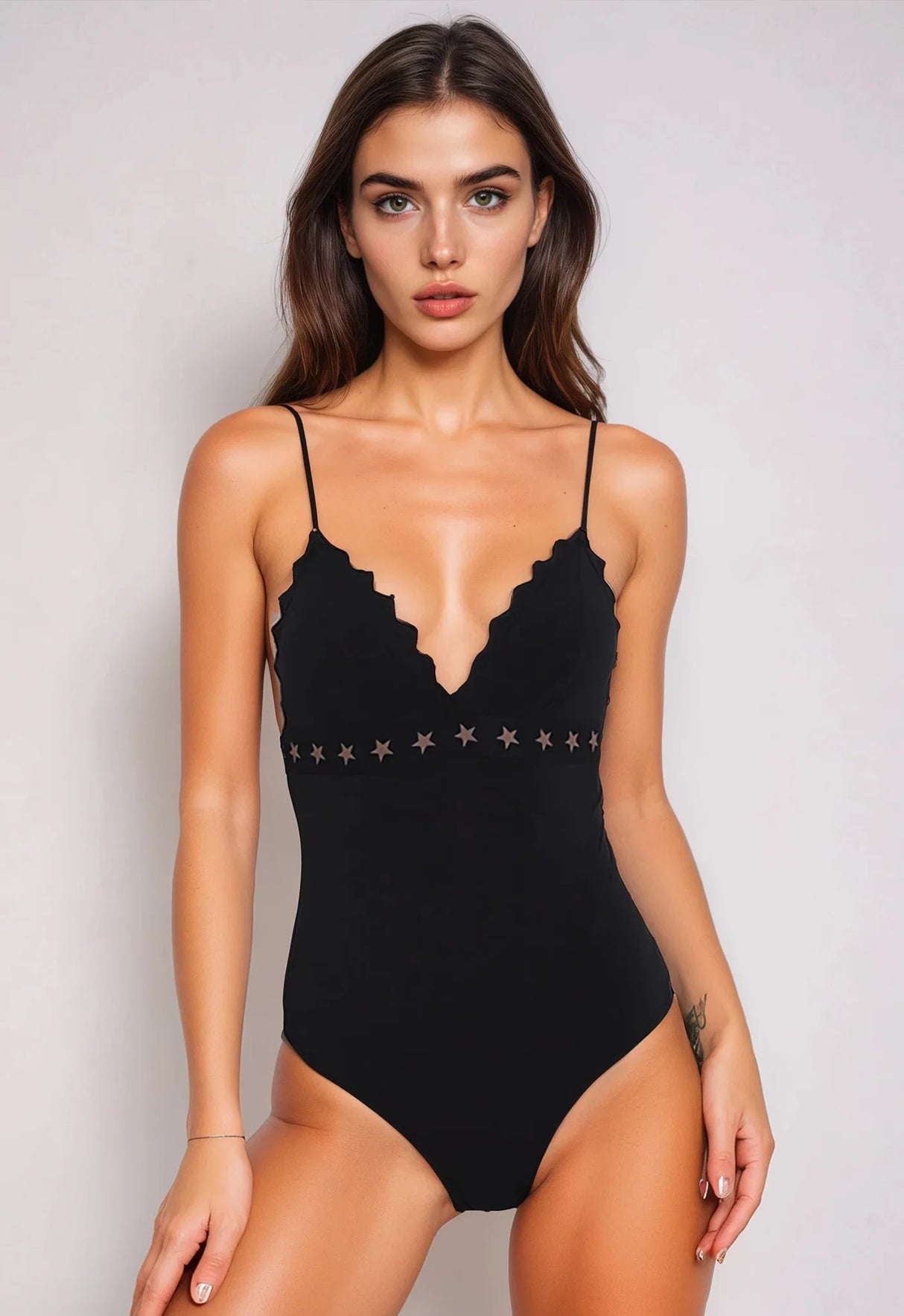Dear Eve Lingerie Star Struck Bodysuit - Black
