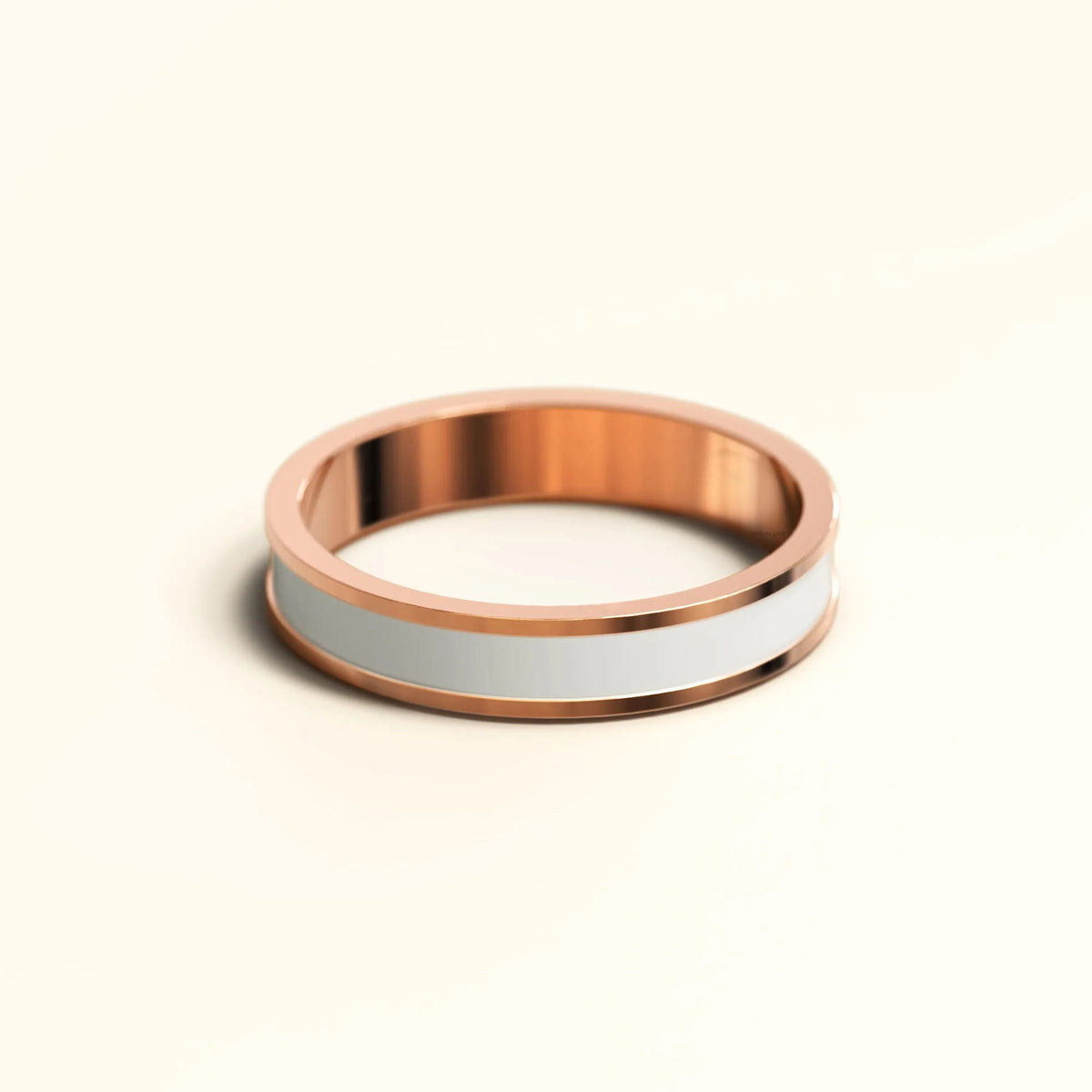 Bullion Gold Ceres Timeless Ring White Enamel Ring in Rose Gold