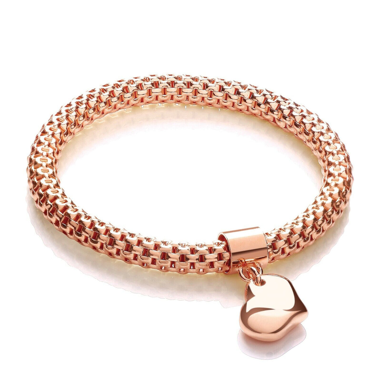 Liv Oliver 18K Rose Gold Heart Charm Bracelet