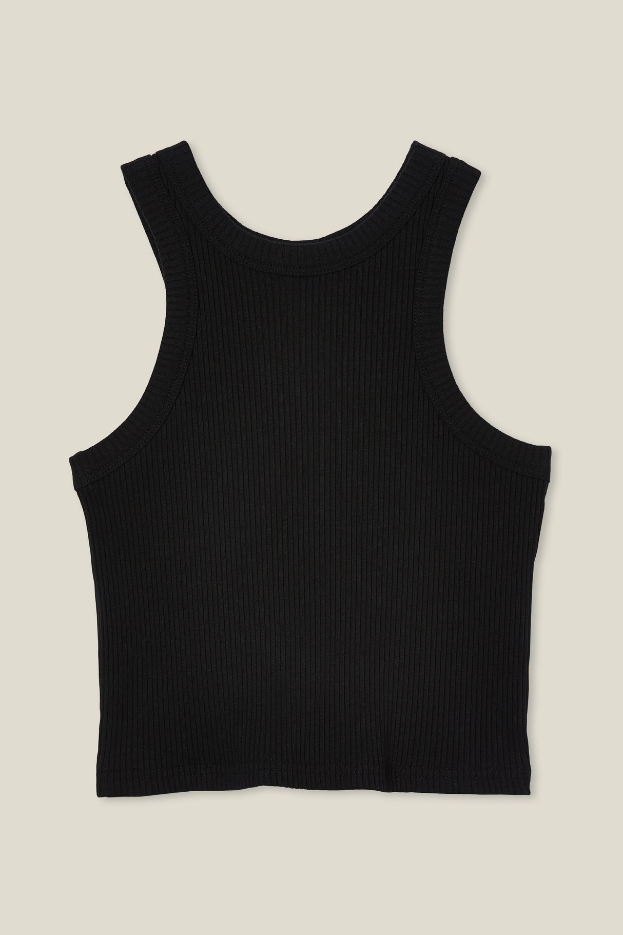 Cotton On Kids Girls Fitted Essential Tank - Black Rib