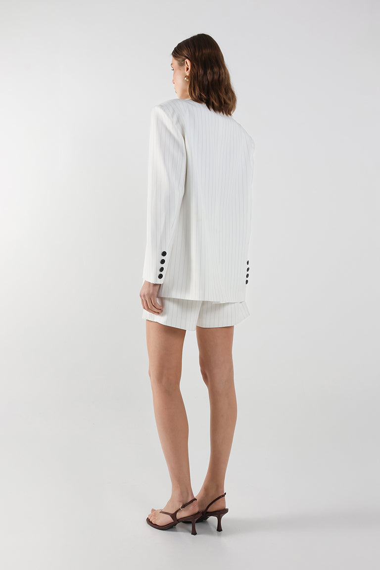 Madison The Label Collins Blazer - White Pinstripe