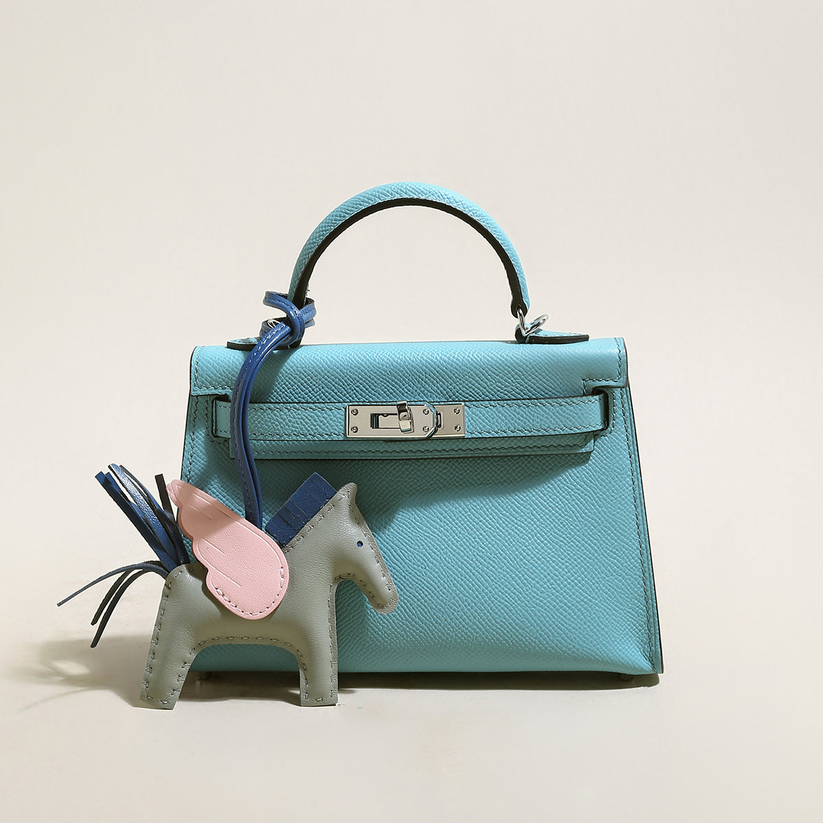 Trendy Petite Top Handle Bag 22cm Structured Mini Leather Satchel - Peacock