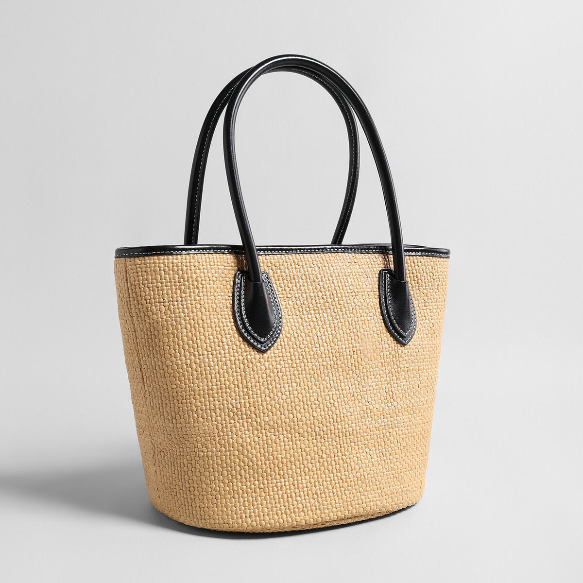 Handwoven Raffia Bucket Tote Bag - Natural