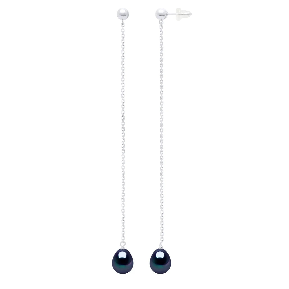 Drop Drop Earrings Pearl Black White Gold