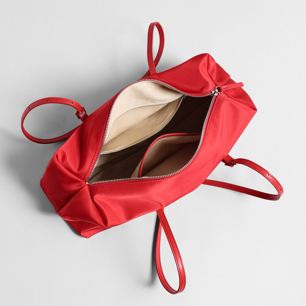 Nylon Boston Shoulder Bag - Red