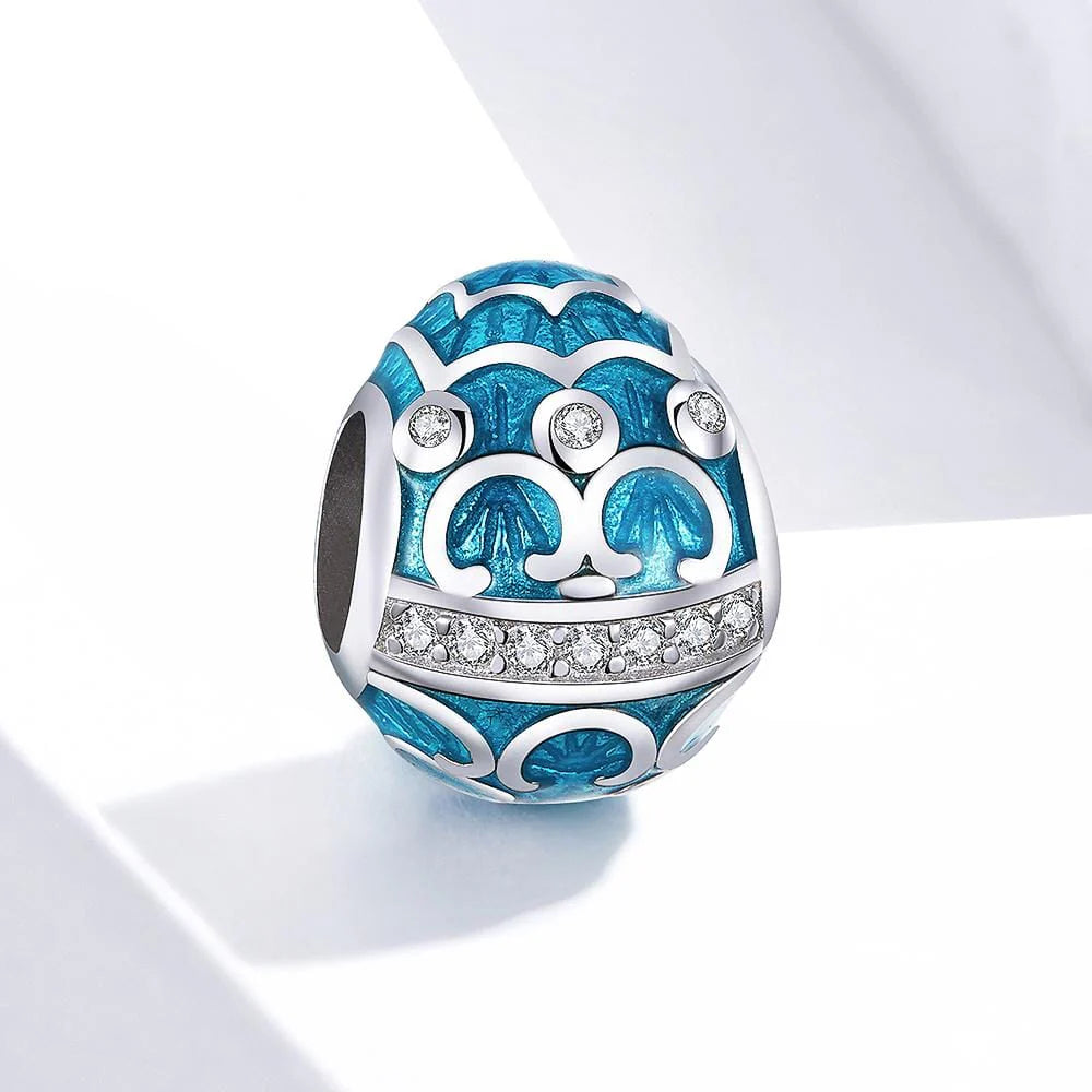 Solid 925 Sterling Silver Azure Egg Pandora Inspired Charm