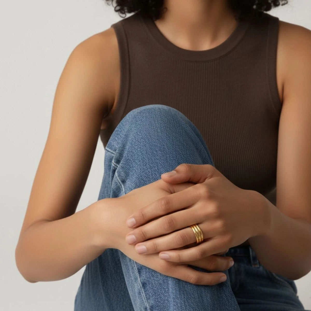 Bullion Gold Triad Circular Gleam Radiant Gold Layered Ring