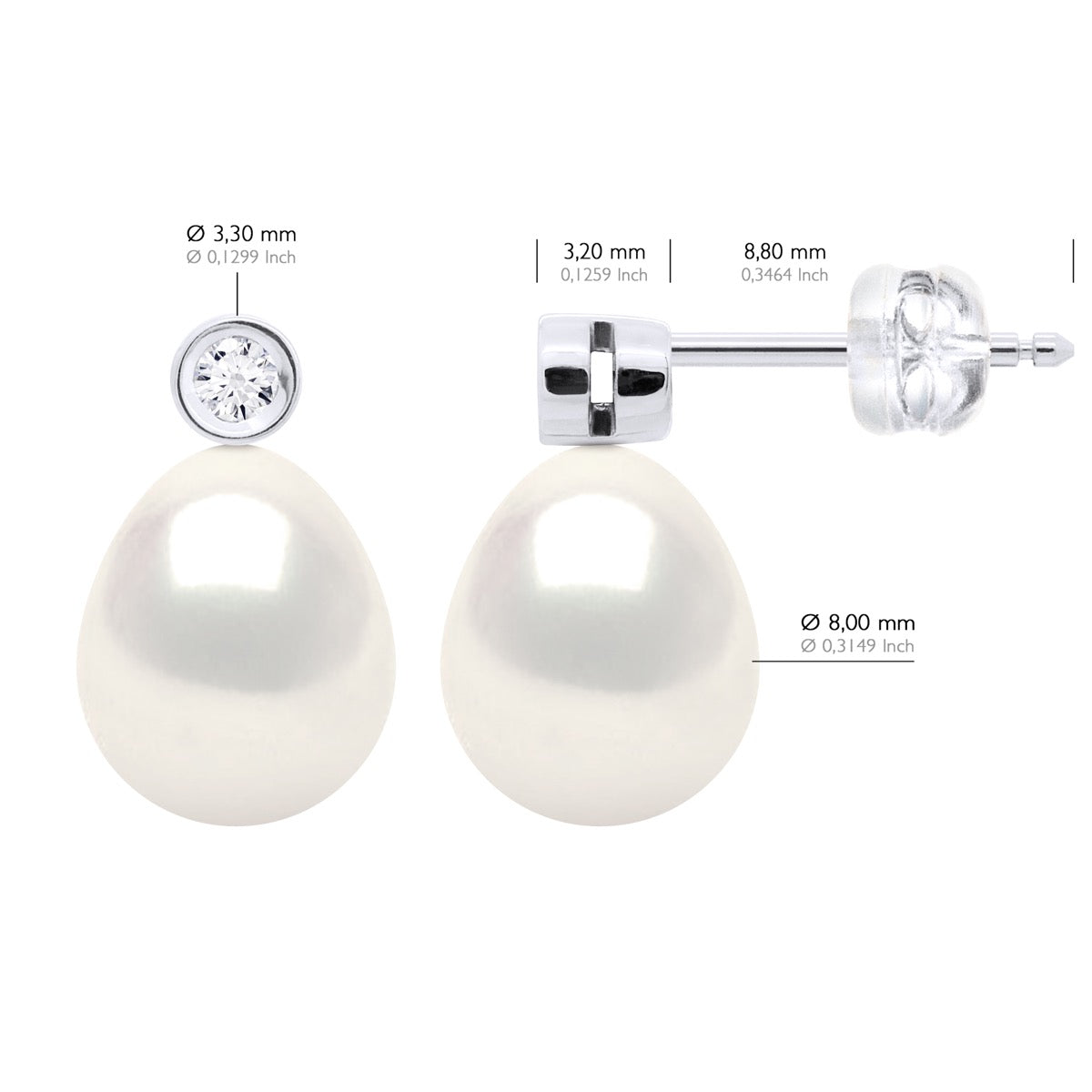 Earrings Prestige -Diamonds 0,02 Cts ( 2 X 0,01 Cts - Natural White - Longueur 42 cm