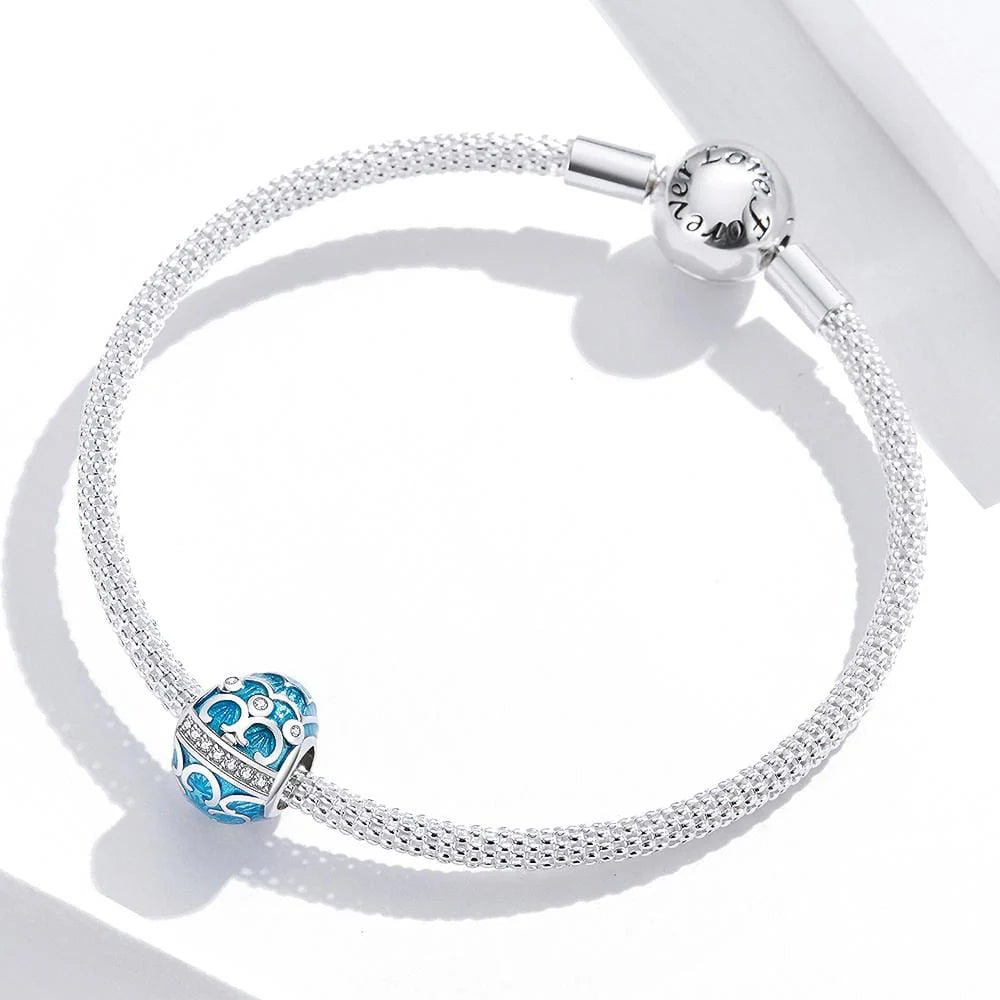 Solid 925 Sterling Silver Azure Egg Pandora Inspired Charm