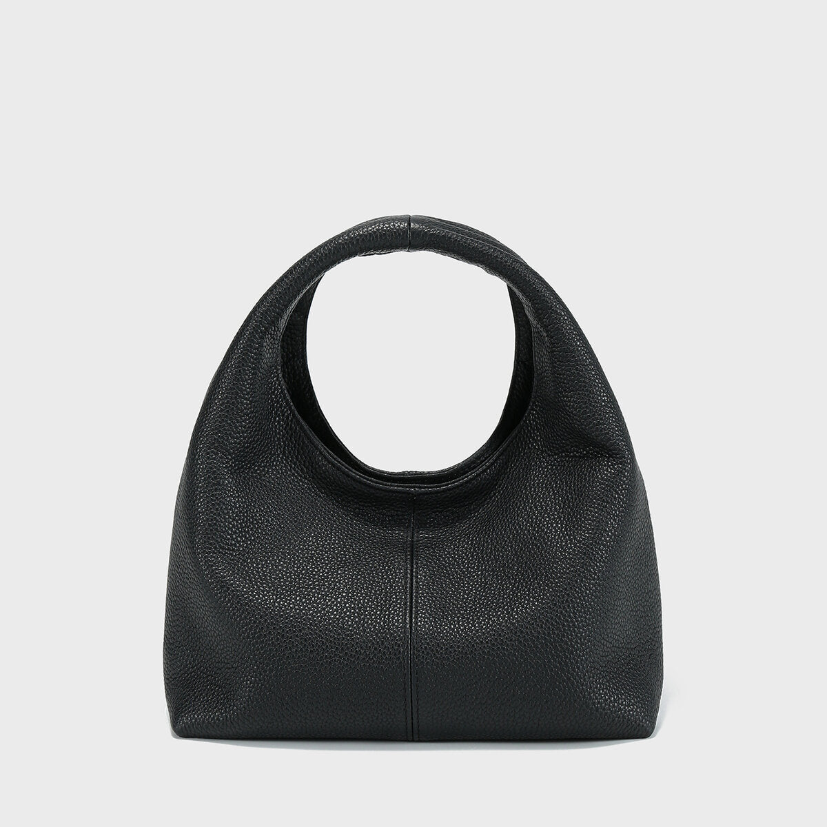 Premium Calfskin Leather Slouchy Hobo Bag - Black