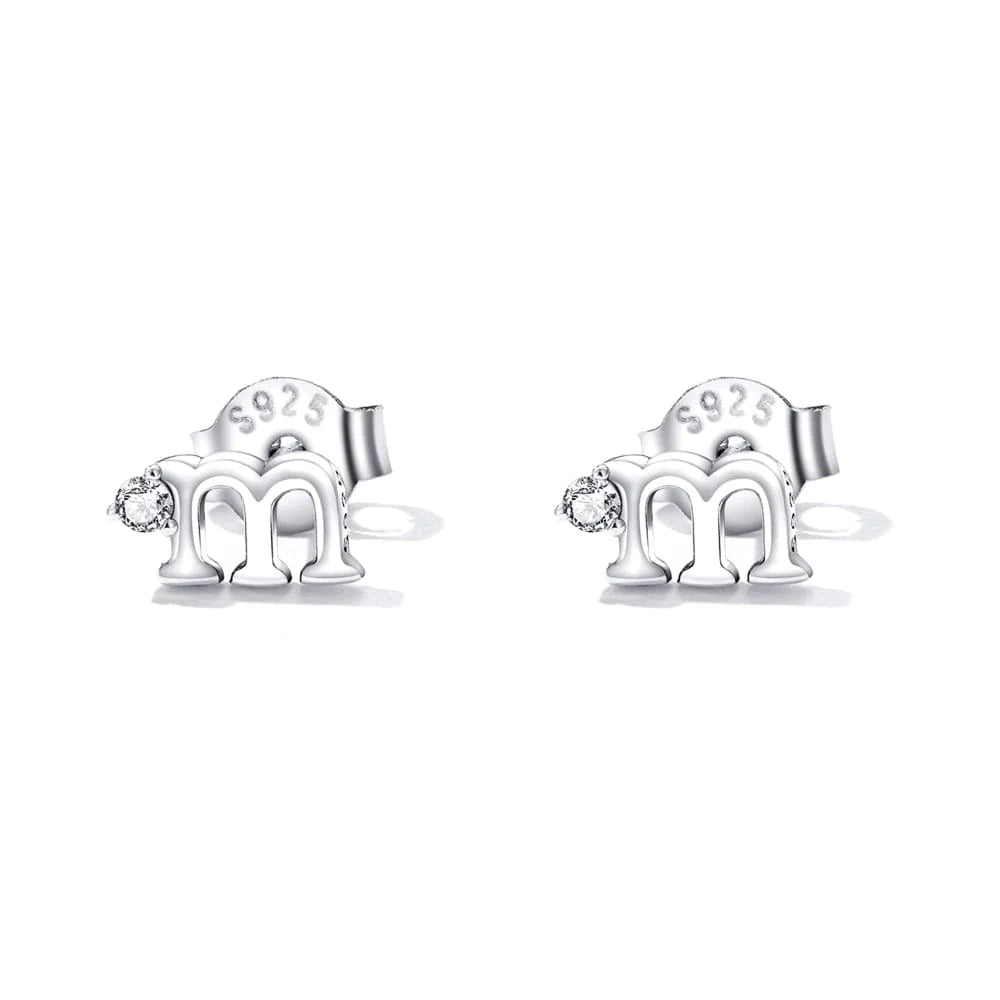 Solid 925 Signature Silver M&M Stud Earrings