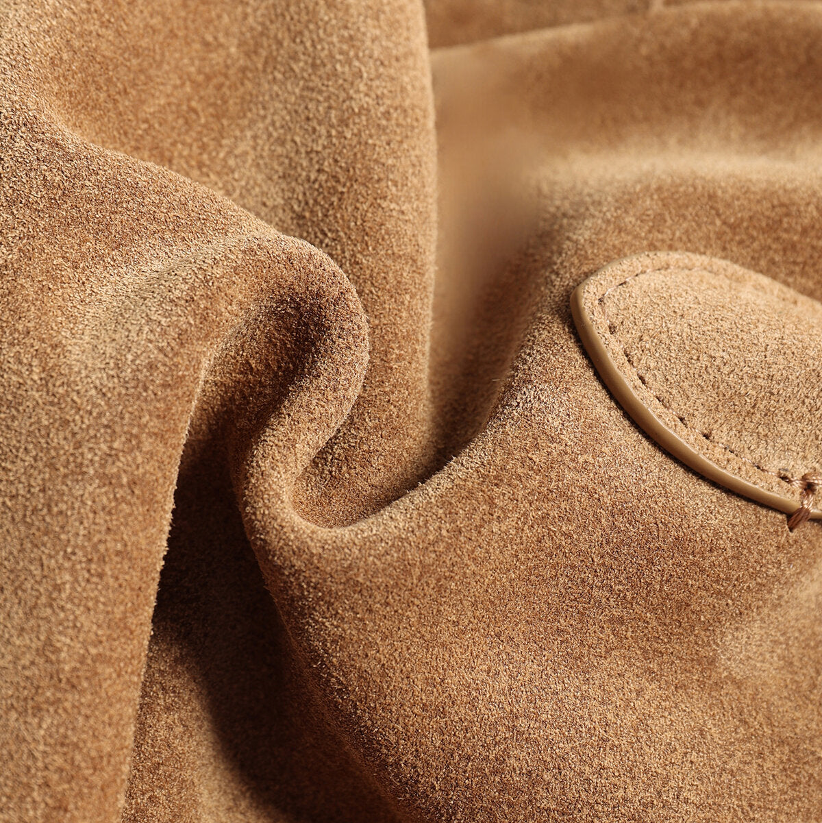 Suede Leather Bowling Bag - Camel