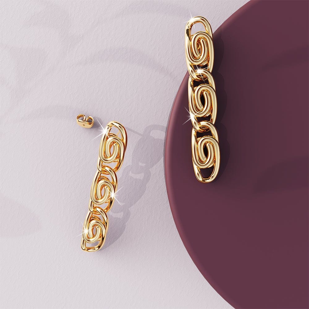 Bullion Gold Bianca Fancy Clip Link Chain Gold Drop Earrings