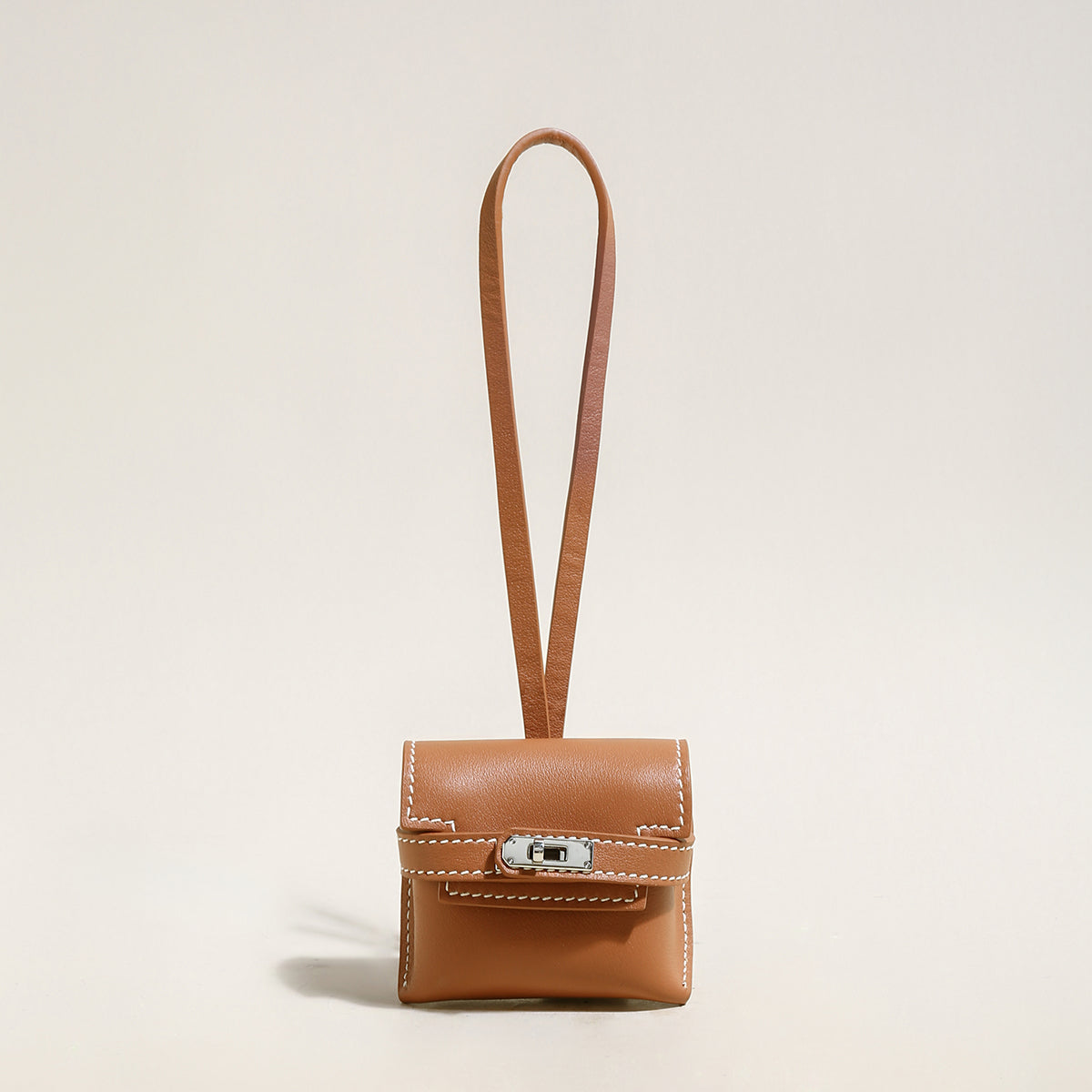 Leather Crafted AirPods Case Wrist Pouch - Brown