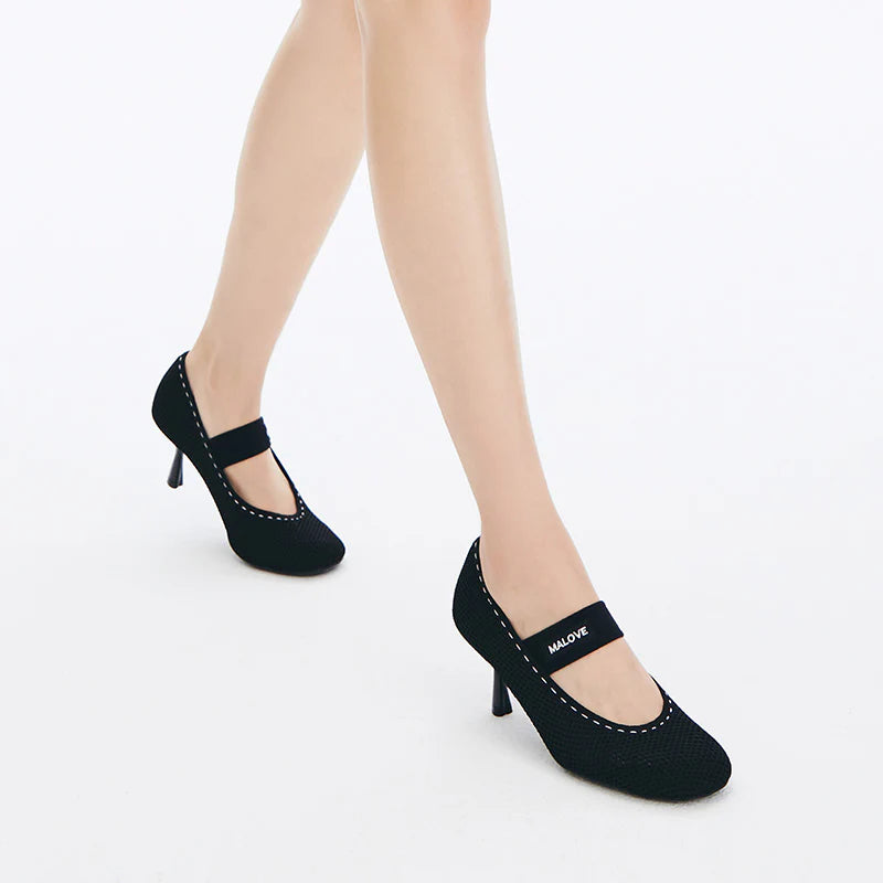 Fishnet Mary Jane Pumps - Black