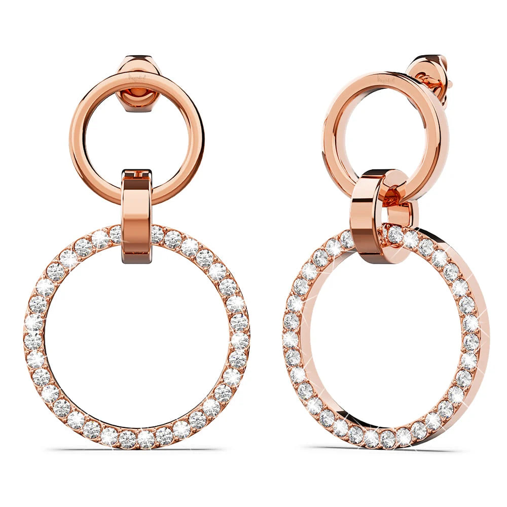 Boxed Orbit Earrings, Bracelet & Necklace Set with SWAROVSKI® Crystal in Rose Gold