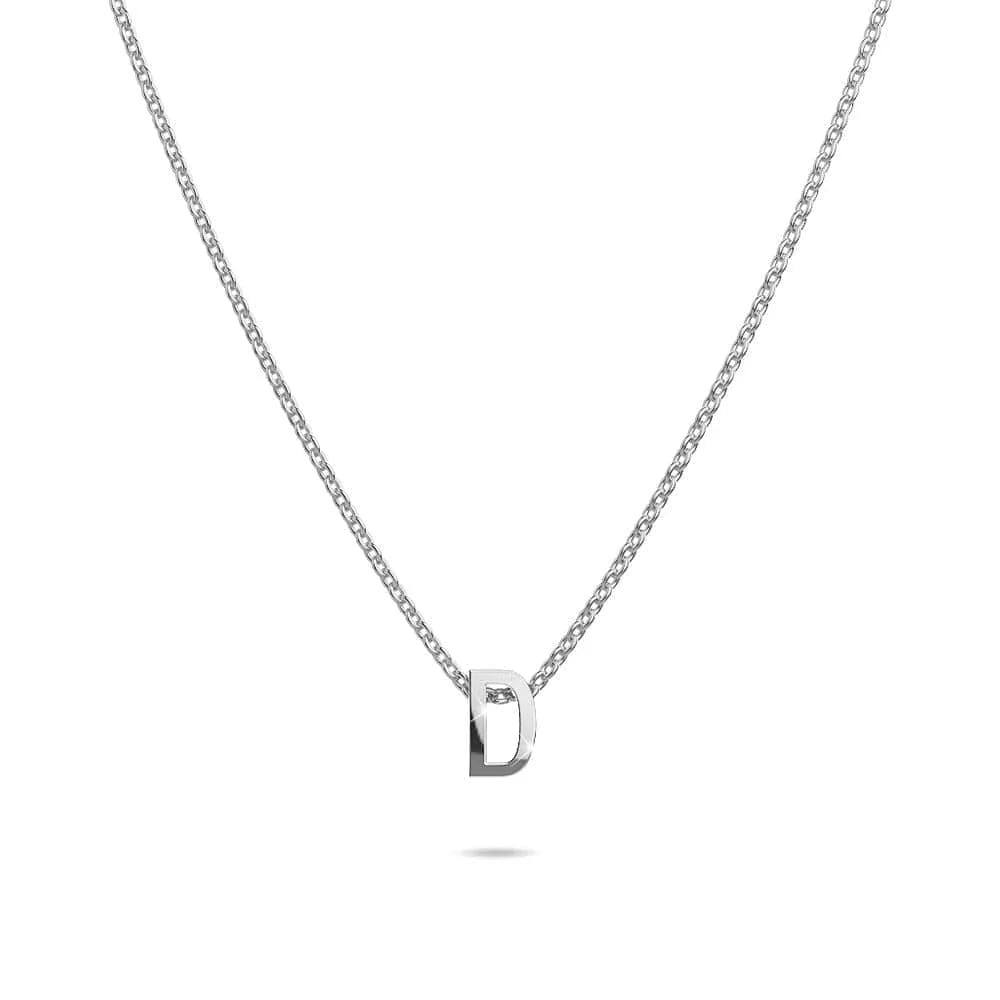 Bullion Gold Initials Brick Alphabet Letter Necklace White Gold Layered Steel Jewellery