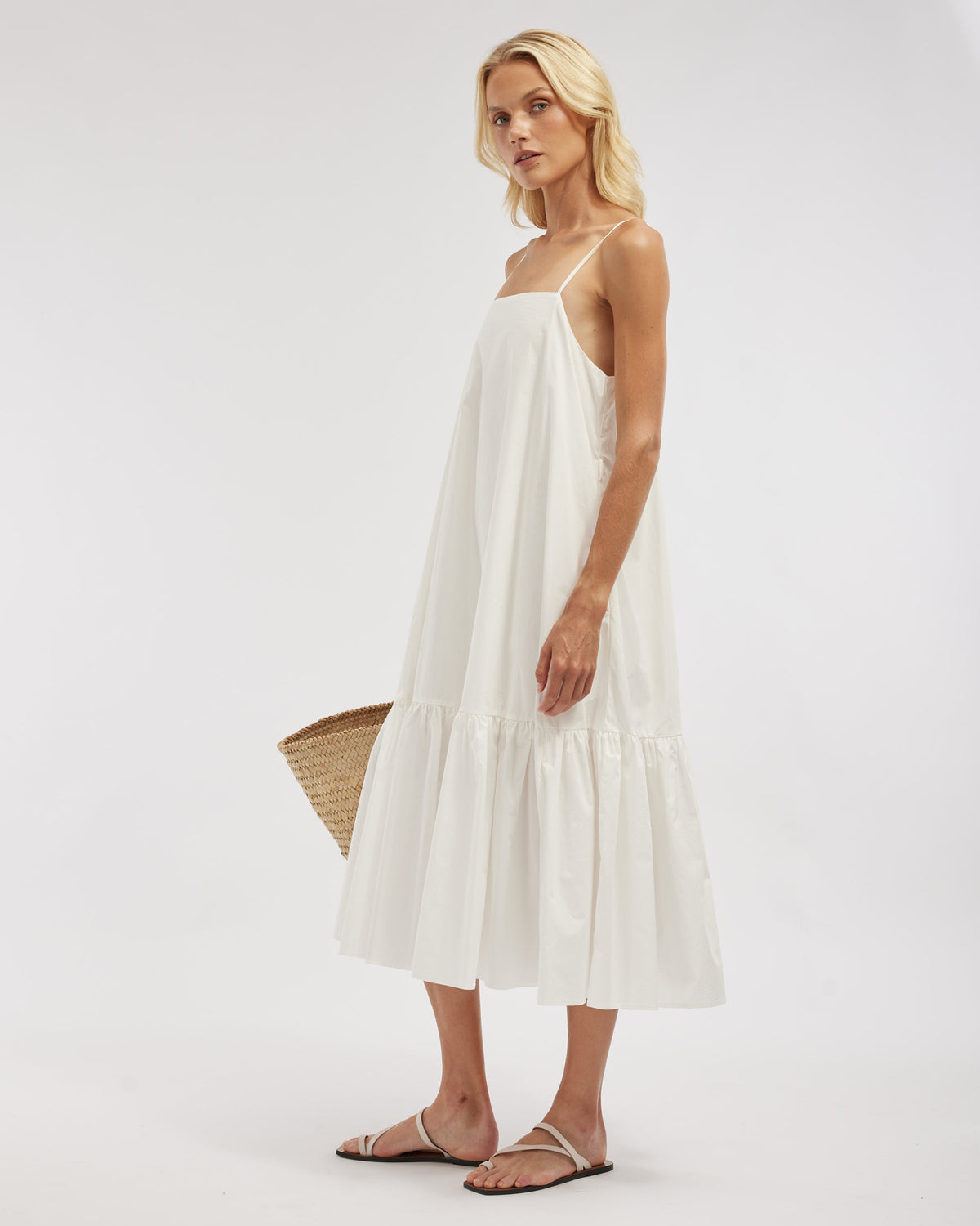 Amelius Zadie Poplin Midi Dress - White