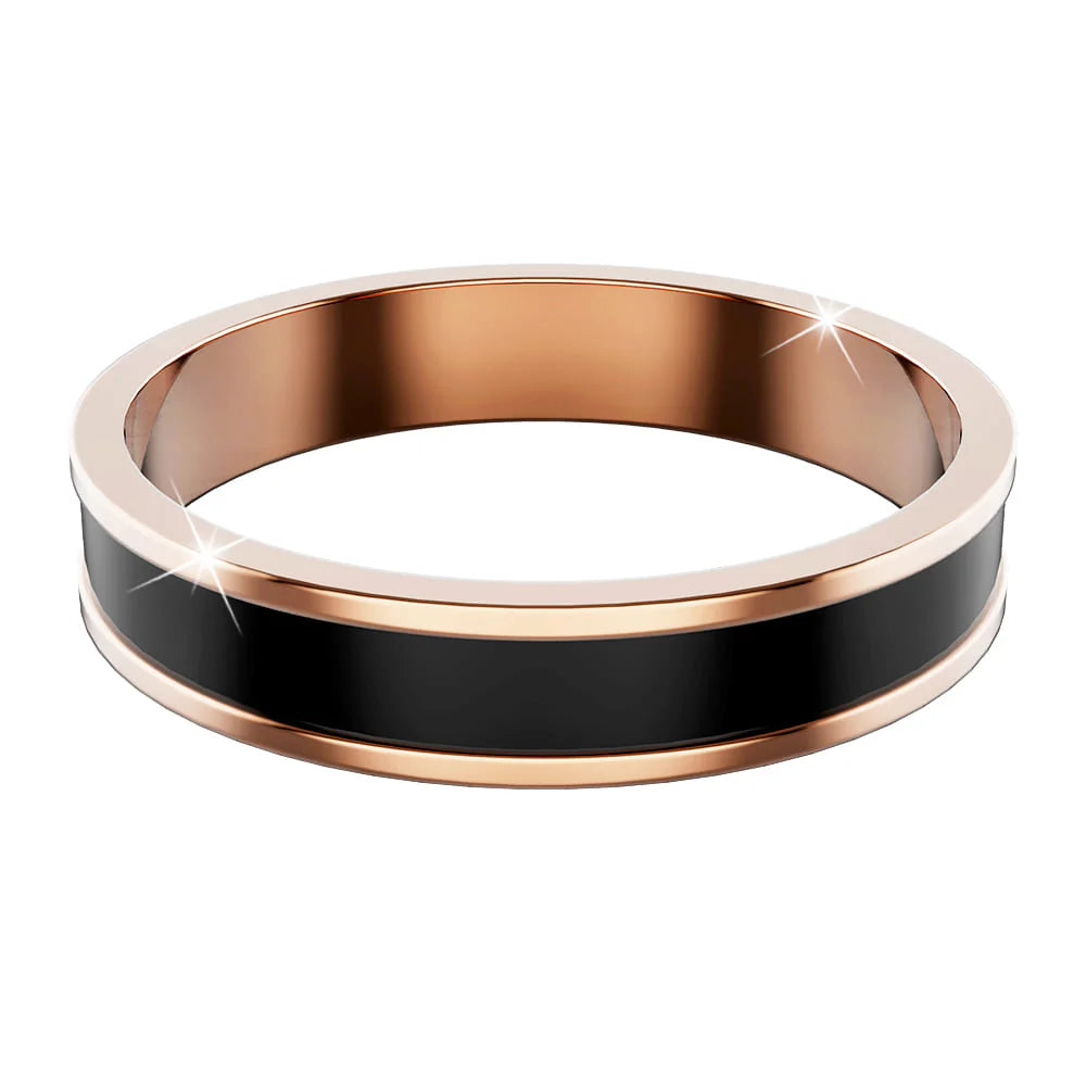 Bullion Gold Ceres Timeless Ring Black Enamel Ring in Rose Gold