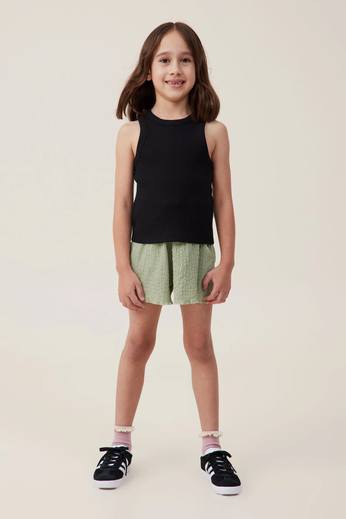 Cotton On Kids Girls Fitted Essential Tank - Black Rib