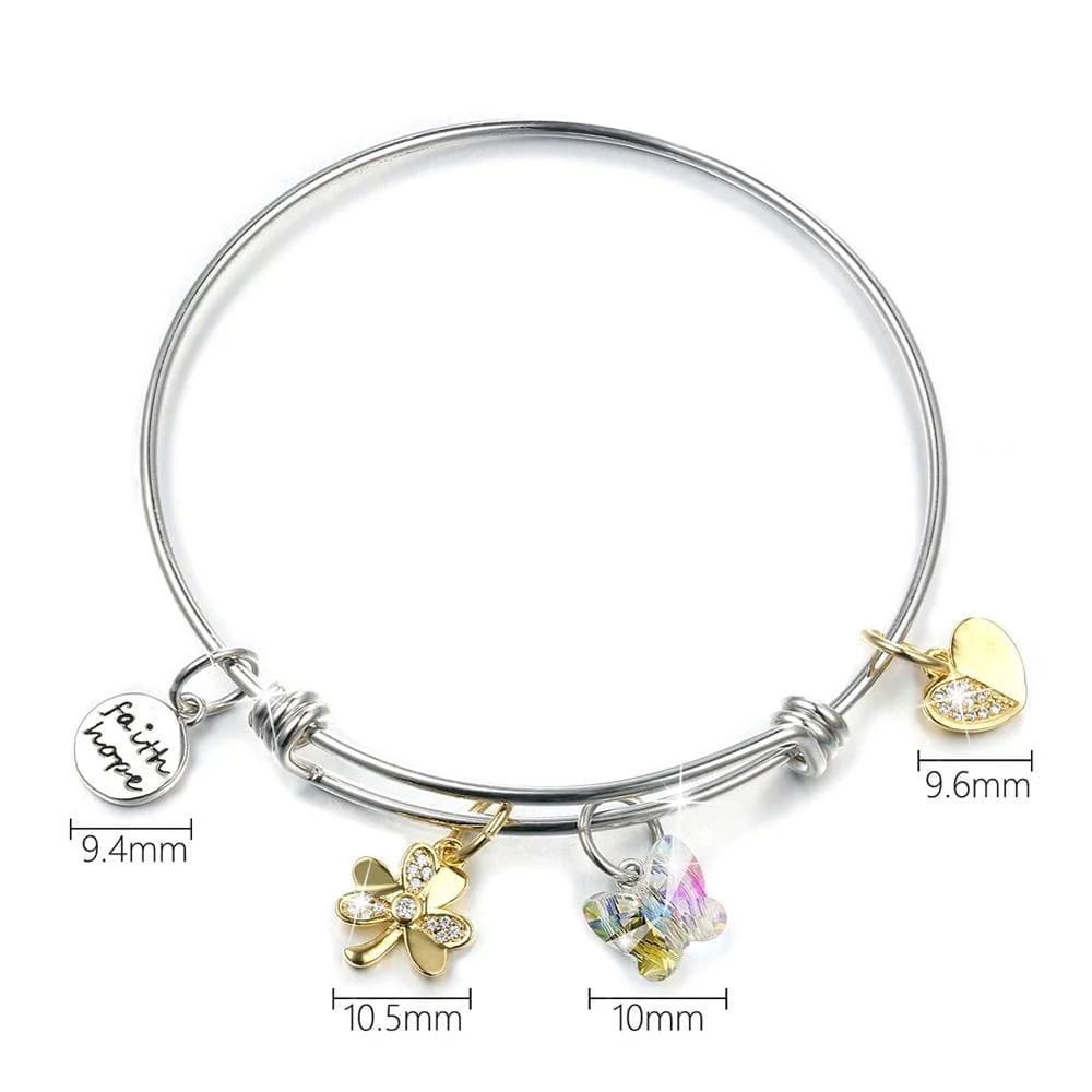 Krystal Couture Inspiring Adjustable Charm Bangle Embellished with SWAROVSKI Crystals