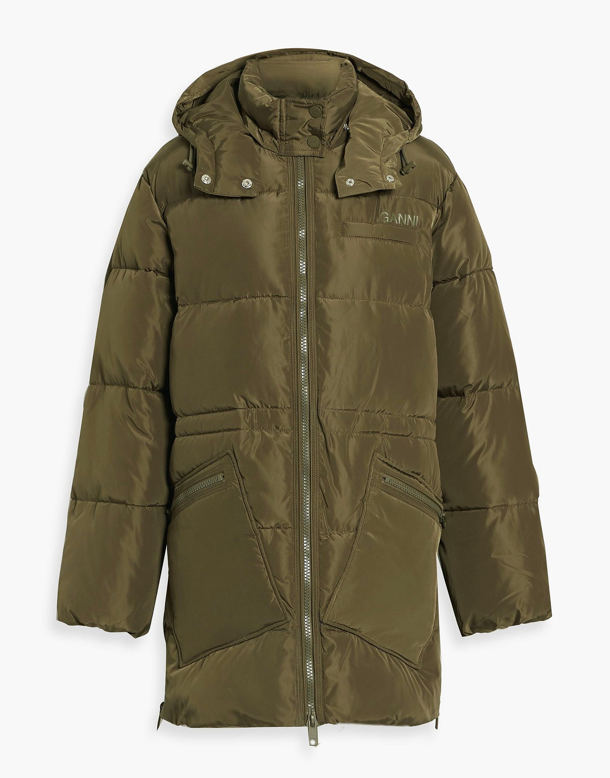 Ganni Womens Winter Coats - Army green