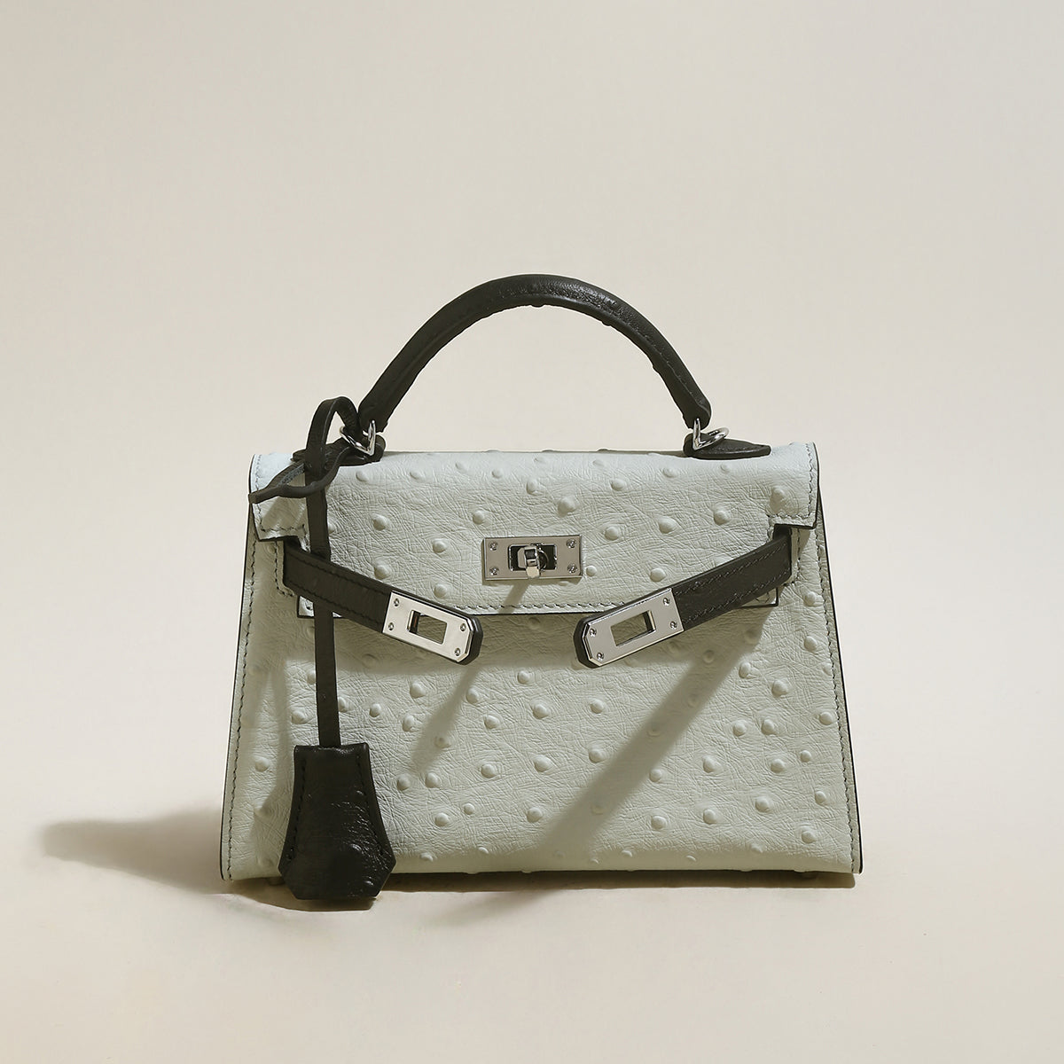Aurelia Exotic-Embossed Leather Top Handle Bag - Grey