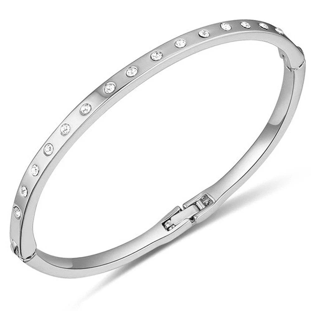 Krystal Couture In-Line Bangle White Gold Embellished with SWAROVSKI Crystals
