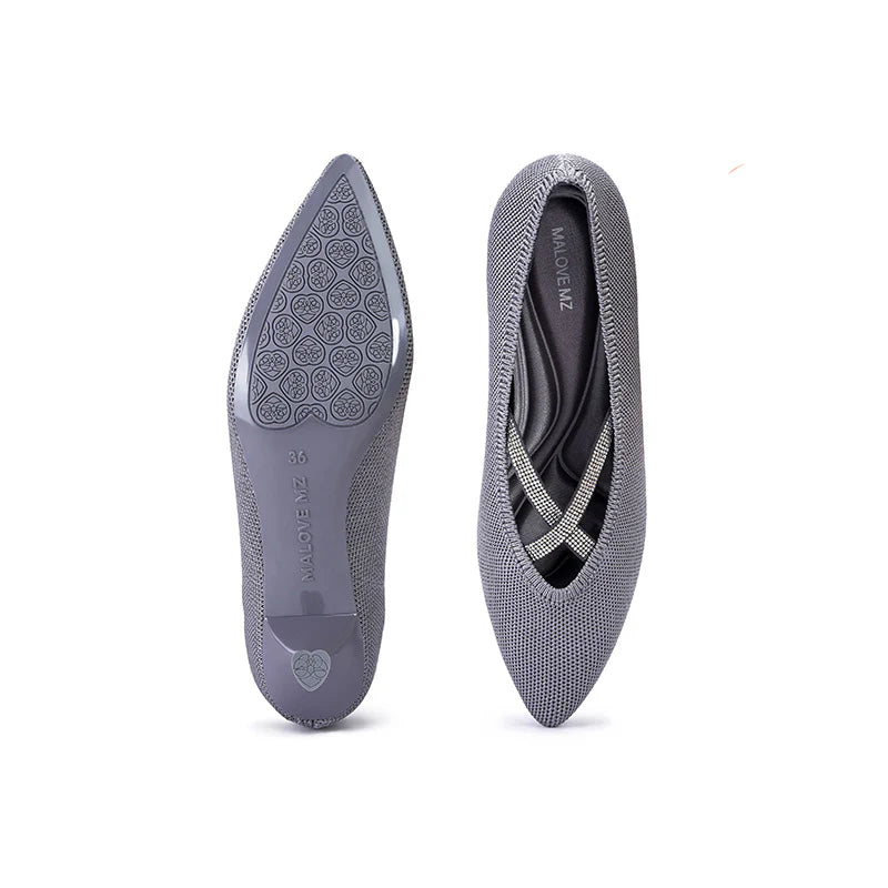 Countess Cross-Strap Kitten Heels - Grey