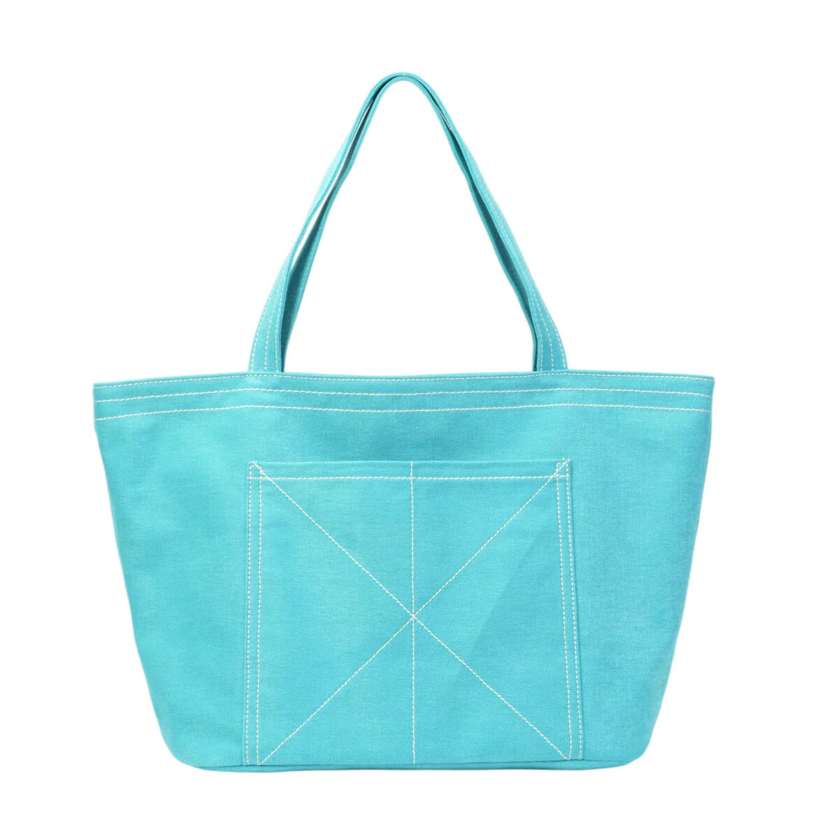 BAMEI Heavy-Duty Canvas Tote Bag with Reinforced Front Pocket & Zip Closure - Blue