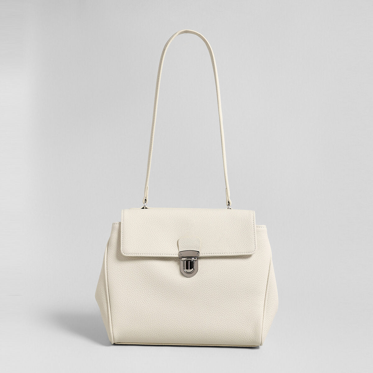 Pebbled Calfskin Messenger Bag - Ivory