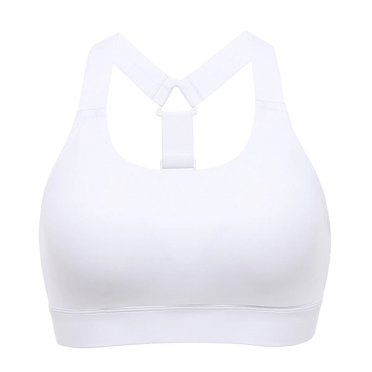 Power On Racerback High Impact Adjustable Padded Wireless Bra - White