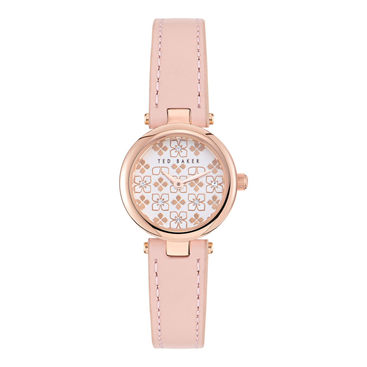 Ted Baker Womens Jolyye 24mm Rose Gold-Tone Case with White Dial and Pink Leather Strap