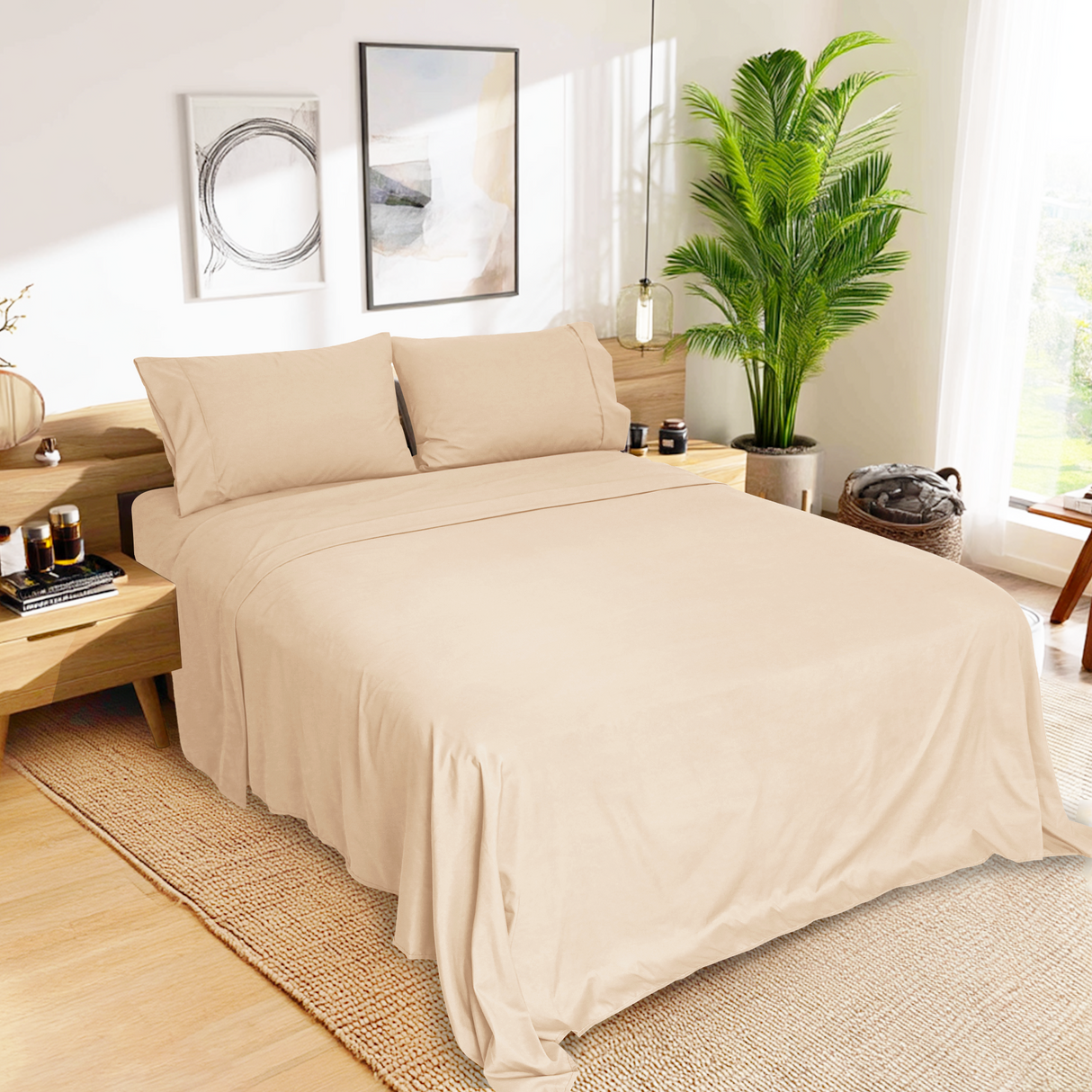 Ramesses Pebble Wash Linen Alternative Sheet Set - Rose Pink