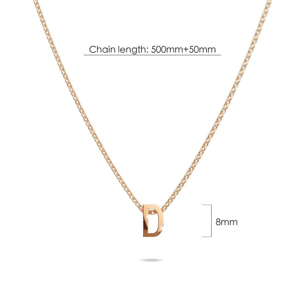 Bullion Gold Initials Brick Alphabet Letter Necklace Rose Gold Layered Steel Jewellery