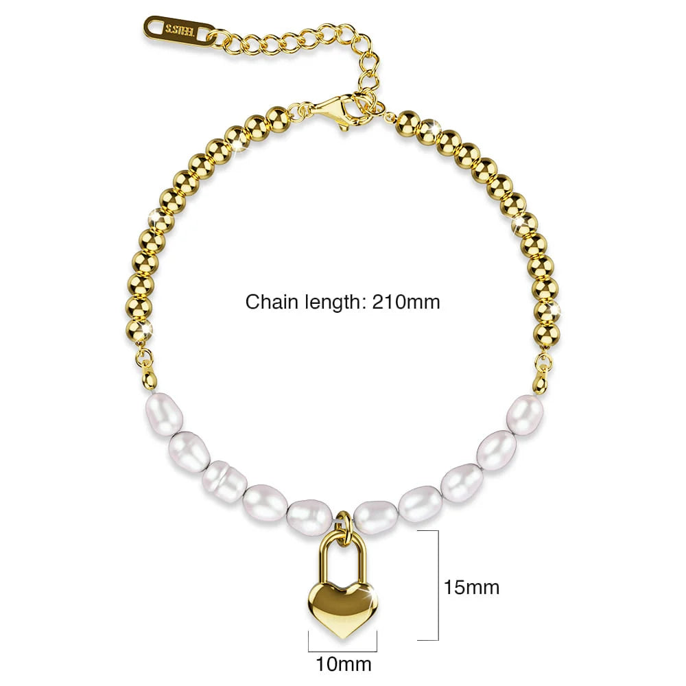 Bullion Gold Carlisle Heart-Lock Pendant Bracelet