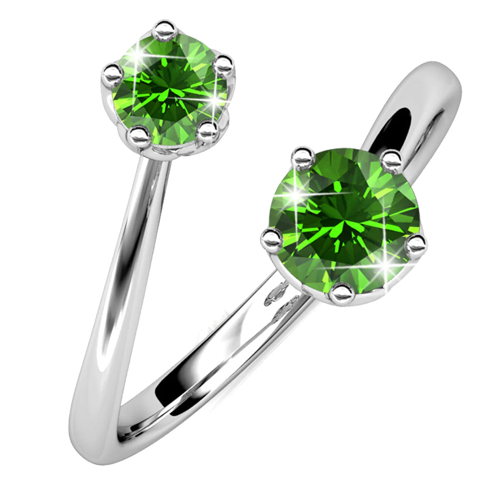 Krystal Couture Split Green Personality Ring Embellished with Swarovski Crystals