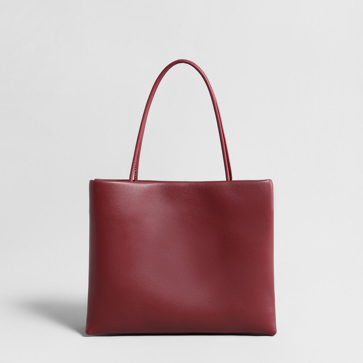 Soft Lambskin Leather Structured Tote Bag - Red