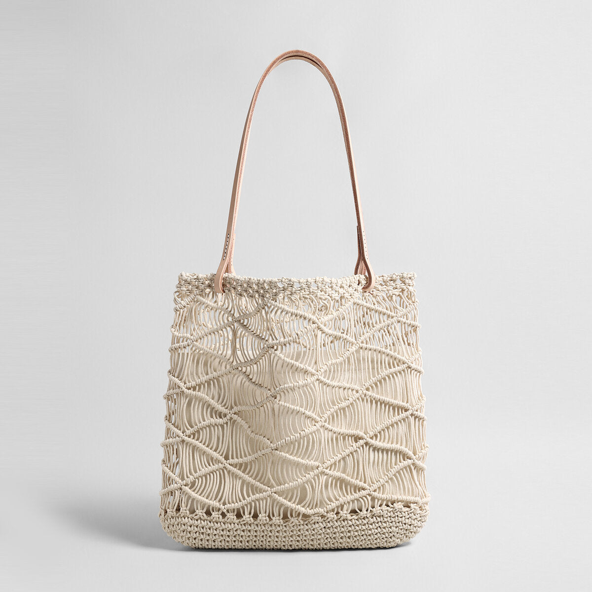 Macrame Woven Summer Tote - Ivory