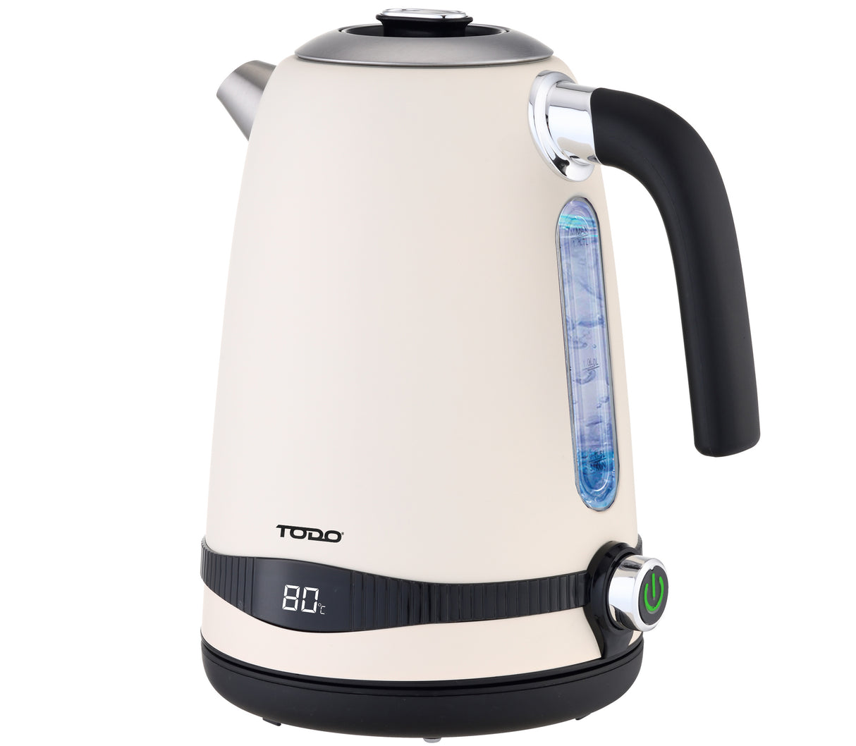 TODO 1.7L Stainless Steel Cordless Kettle Keep Warm Electric Led Water Jug - Cream