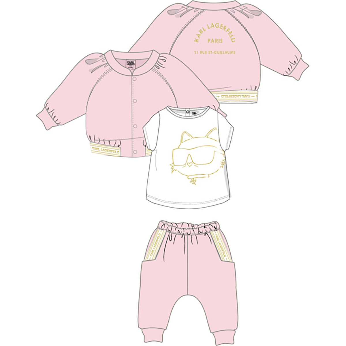 Karl Lagerfeld Girls Three-Piece Jogging Set - Pink