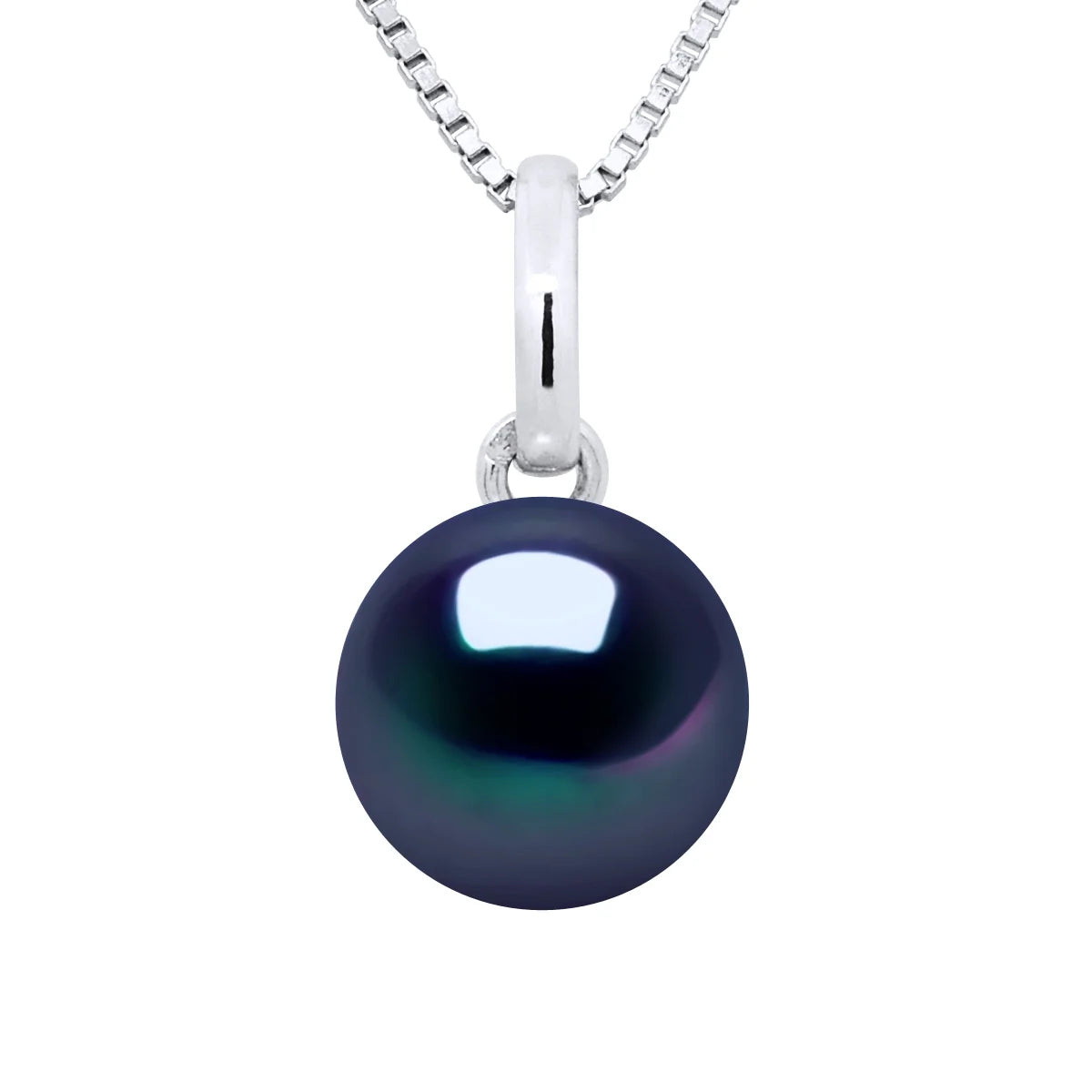 Pendant Button Freshwater Pearl Black White Gold 7-8mm