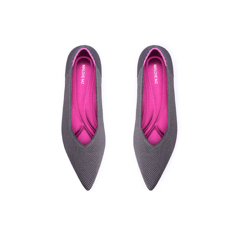 Charlotte Casual Pointed Toe Commuter Flats - Charcoal