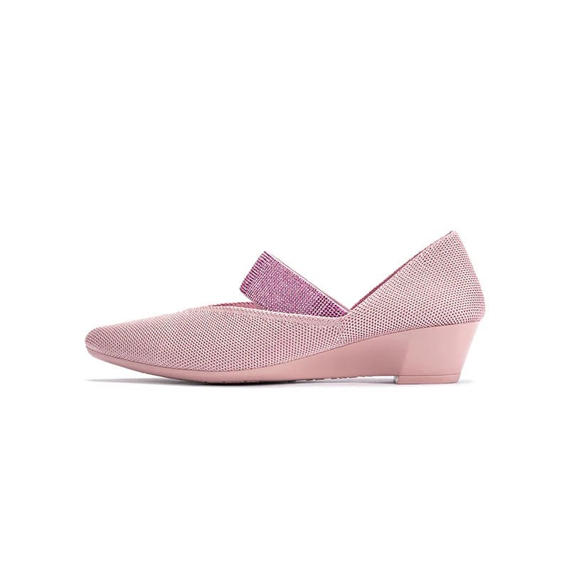Princess Crystal Strap Mary Jane Wedges - Pink