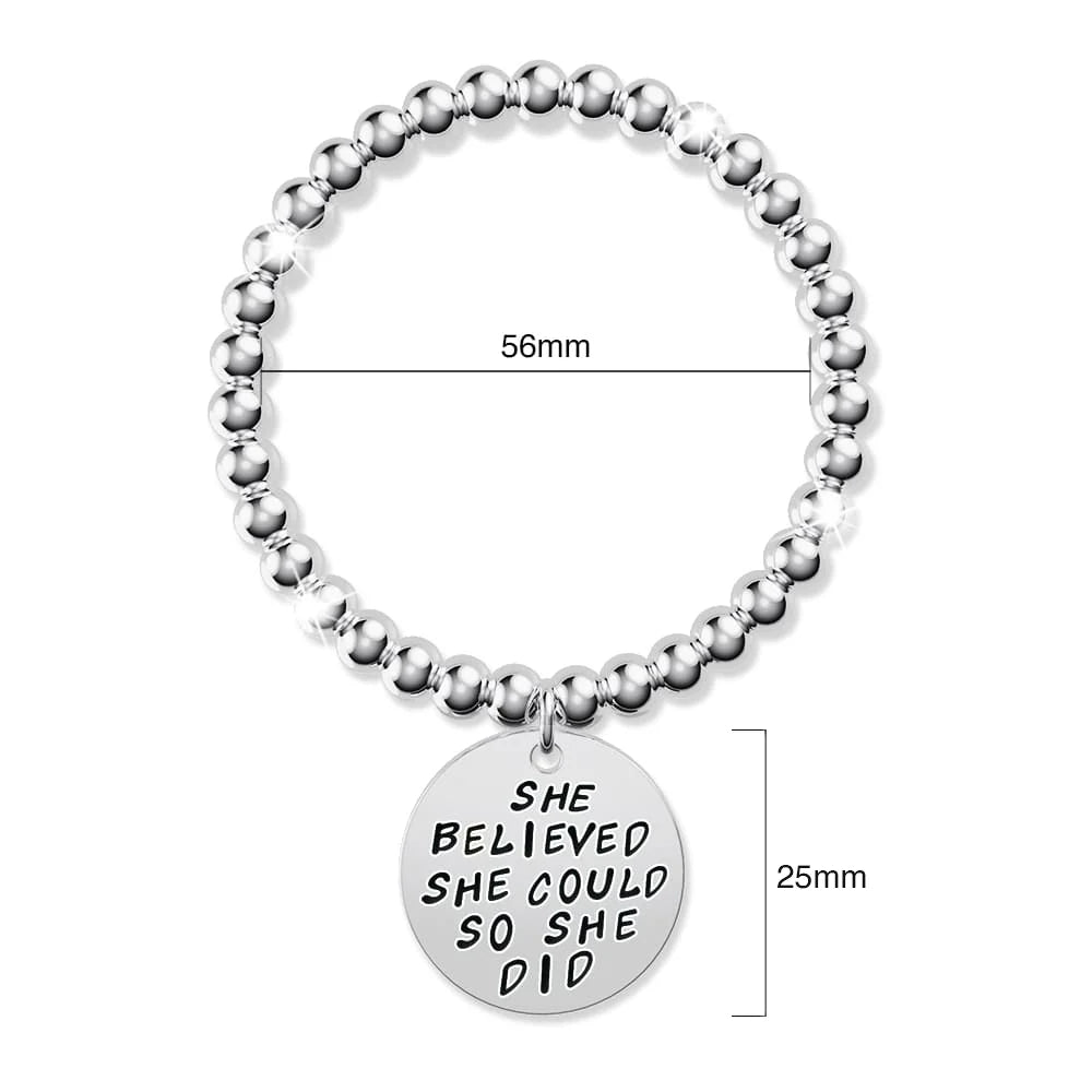 Bullion Gold She Believed She Could Inscriptions White Gold Layered Bracelet