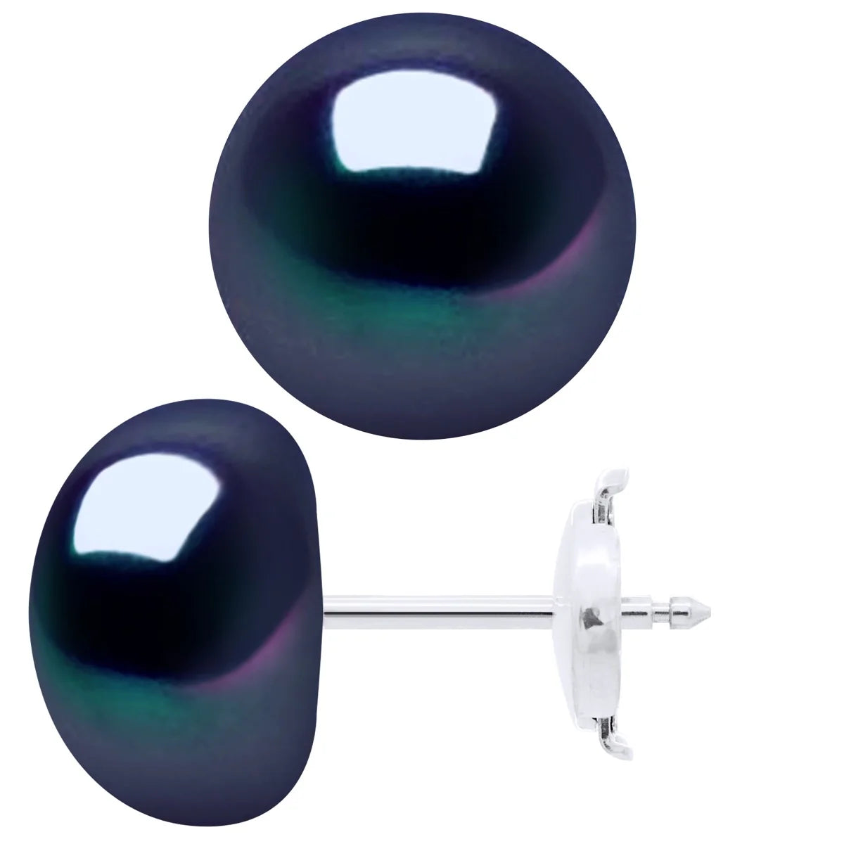Earrings Prestige Freshwater Pearl Black White Gold